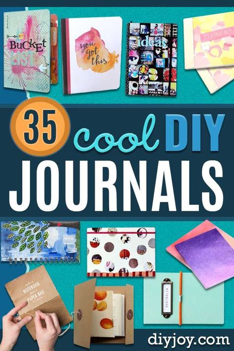 DIY Journals - Ideas For Making A Handmade Journal - Cover Art Tutorial, Binding Tips, Easy Craft Ideas for Kids and For Teens - Step By Step Instructions for Making From Scratch, From An Old Book - Leather, Faux Marble, Paper, Monogram, Cute Do It Yourself Gift Idea #diy #diyideas #journals #crafts  http://diyjoy.com/diy-journals Homemade Journals, Binding Tips, Easy Craft Ideas For Kids, Binding Methods, Journal Covers Diy, Organize Office, Journals Ideas, Homemade Journal, Craft Journal