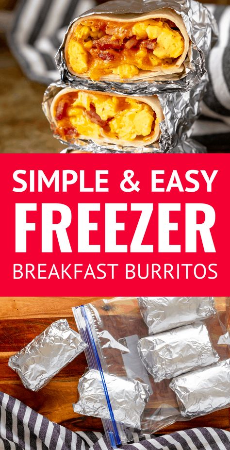 Easy Freezer Breakfast Burritos -- skipping breakfast will be a thing of the past with these simple and easy ham, egg & cheese frozen breakfast burritos. Make ahead breakfast burritos are the perfect way to meal prep breakfasts for the week! | how to make breakfast burritos | easy breakfast burrito recipe | easy breakfast burritos #breakfastburritos #freezerbreakfastburritos #makeaheadbreakfast #mealprep #breakfastrecipes #makeahead #makeaheadmeals #freezermeals #freezerfriendly #freezercooking Make Ahead Breakfast Burritos Bacon, Bacon Egg And Cheese Burrito Breakfast Wraps, Making Frozen Breakfast Burritos, Turkey Bacon Breakfast Burrito, Freezer Breakfast Burritos Bacon, Breakfast Burritos Bacon Egg And Cheese, Freezer Burritos Breakfast, Freeze Ahead Breakfast Sandwiches, Bacon Egg And Cheese Burrito