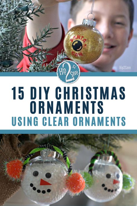 Make these DIY Christmas decorations for your tree. All you need are some clear Christmas ornaments from Dollar Tree! This is such a fun Christmas craft idea for kids. Diy Cheap Ornaments Ideas, Diy Christmas Ornaments For Pre-k, Diy Ornament Ideas Christmas, Diy School Christmas Ornaments, Craft Ornaments For Kids Easy Diy, Kid Friendly Diy Christmas Ornaments, Sunday School Christmas Ornaments Craft, Easy Diy Ornaments Christmas Kid, Plastic Ball Christmas Ornaments Diy