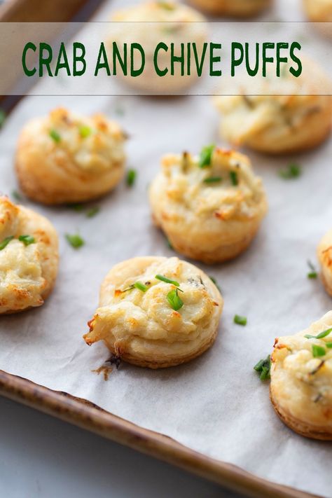 Crab Puffs, Crab Appetizer, Impressive Appetizers, Dessert Waffles, Puff Pastry Appetizers, Pastry Appetizer, Puff Pastry Filling, Creamy Crab, Savory Bites