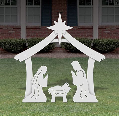 Outdoor Nativity Sets, Nativity Scene Display, Outdoor Nativity Scene, Nativity Silhouette, Nativity Stable, Outdoor Nativity, Christmas Yard Art, Christmas Stencils, Meaning Of Christmas