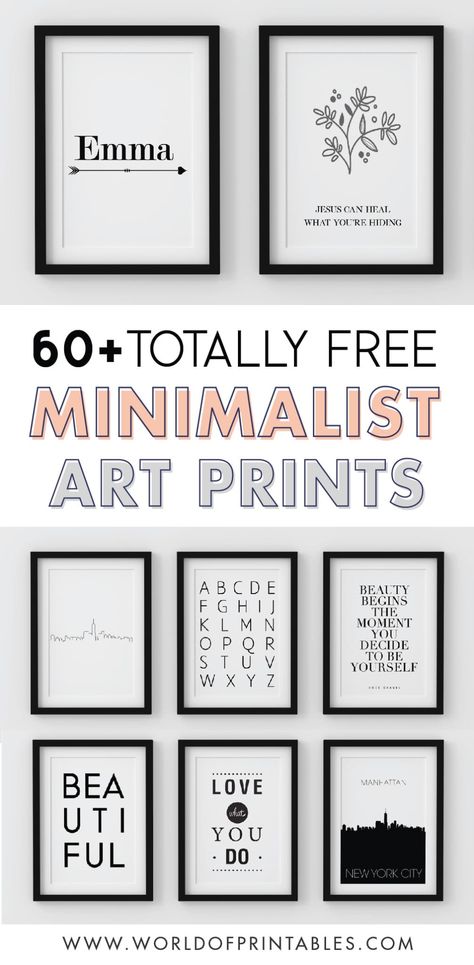 Looking for a minimalist wall art print for your home? Well, you’re in the right place. This collection of stunning, easy-going free wall art prints have options to suit every room!  #walldecor #diywalldecor #wallart #homedecor #diyhomedecor #apartmentdecorating #minimalistwallart Free Prints Wall Art, Free Wall Art Prints, Free Printable Wall Art Quotes, Minimalist Art Prints, World Of Printables, Inspirational Word Art, Printable Wall Art Bedroom, Alphabet Art Print, Free Printable Quotes