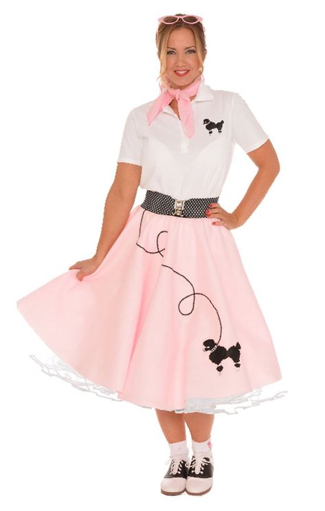 PRICES MAY VARY. Our 7-Piece 50’s Vintage Costume Set: Comes with a women’s poodle skirt, a chiffon scarf, a polo shirt with a poodle applique, a crinoline petticoat, an elastic cinch belt, a set of white socks with our poodle applique on the cuffs, and cateye glasses Perfect For Sock Hops & Decade Dances: Whether you’re going to a sock hop, decades dance, or 50s-themed party, you’ll fit right in with this vintage-inspired costume. Get ready to twist and shout and rock ‘n’ roll in your complete Decades Dance, Poodle Skirt 50s, 1950s Poodle Skirt, Poodle Applique, Poodle Skirt Costume, Poodle Skirt Outfit, 50's Costume, 50s Costume, Skirt Costume