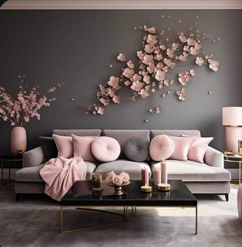 Grey And Pink Living Room, Blush Pink Living Room, Pink And Grey Room, Sofa Arrangement, Pink Living Room Decor, Gold Living Room, Pink Living Room, Corner Sofa Set, Grey Room