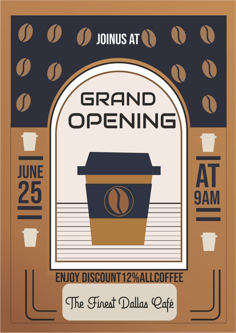 Ads Design Layout, Cafe Opening Poster, Opening Banner Design, Earthy Cafe, Coffee Shop Poster Design, Cafe Advertising, Moonlight Poster, Grand Opening Banner, Coffee Signage