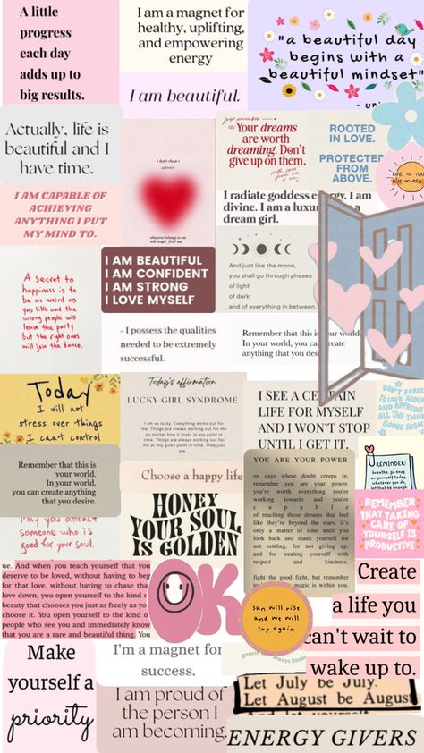 Manifestation positive affirmation mood board Affirmation Mood Board, Mood Board Affirmations, Affirmation Collage, Manifestation Mood Board Wallpaper, Manifest Collage, Motivation Collage, Positive Affirmation Collage, Manifest Collage Wallpaper, Selfcare Quotes