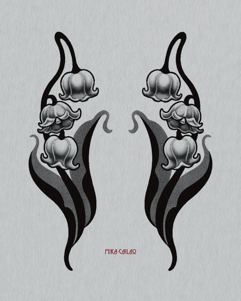 • available design • lily of the valley • symmetrical art nouveau thigh pieces can be tattooed in black and grey or colour 🖤♥️ i’d love to tattoo these! ___________________________________________________ DM OR EMAIL TO BOOK mikacailaotattoo@gmail.com or for something similar/custom BOOKING FORM IN BIO studio located in chippendale @spiderandflytattoo thank you x . . . #artnouveau #artnouveautattoo #tattooapprentice #tattoo #tattoos #tattoodesign #tattooideas #symmetry #symmetricalta... Blackwork Lily Tattoo, Art Nouveau Lily Of The Valley, Symmetrical Thigh Tattoos, Symmetrical Tattoo Design, Symmetrical Back Tattoo, Symmetry Tattoo, Dainty Tats, Ash Tattoo, Art Nouveau Tattoo Design