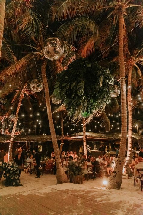 Dreamy Full of Palms Fiesta in Tulum Beach Side Tulum Party, Tropical Wedding Venue, Beachfront Wedding, Jungle Wedding, Tropical Wedding Theme, Island Party, Dance Floor Wedding, Costa Rica Wedding, Tulum Wedding