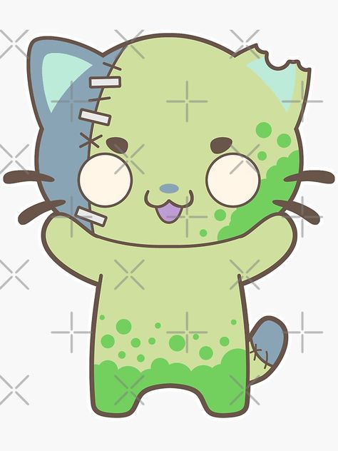 zombie cat cute - Google Search Zombie Vtuber, Scene Zombie, Cat Monster, Zombie Cute, Halloween Oc, Cute Zombie Drawing, Zombie Animals Drawing, Zombie Cute Drawing, Zombie Art Cute