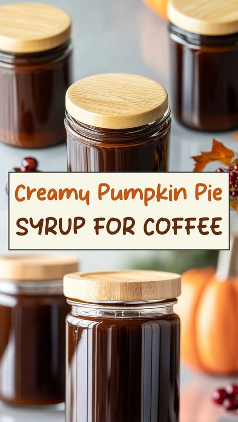 Indulge in the warm flavors of fall with our homemade pumpkin pie syrup for coffee. Elevate your morning routine with a dash of autumn perfection - simply add a splash to your favorite brew for a cozy and comforting experience. Savor the rich notes of pumpkin, cinnamon, and nutmeg in every sip. Whether you're enjoying a quiet moment at home or catching up with friends at a cafe, this syrup is sure to be a seasonal favorite. Pumpkin Pie Simple Syrup, Pumpkin Pie Syrup For Coffee, Pumpkin Syrup For Coffee, Pumpkin Coffee Syrup, Chai Syrup Recipe, Pumpkin Spice Syrup Recipe, Homemade Pumpkin Spice Syrup, Pumpkin Pie Syrup, Homemade Pumpkin Spice Coffee