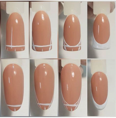 French Tip Nails For Beginners, Beginner French Tips Nails, Nails Design Tutorial Easy, Beginning Nail Art, Nail Drawing Tutorial, How To Draw French Tip Nails, French Tip How To, Nail Background Ideas, Nails Design For Beginners