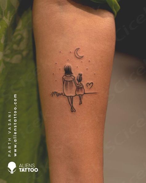 Mom Daughter Tattoos Small for women on arm at Aliens Tattoo India. Visit the link given below to see our more Small/Cute Tattoos. https://www.alienstattoo.com/best-small-tattoo-ideas  ... daha fazla Single Mom Tattoo, Unique Mom Tattoos, Mom Tattoos For Daughter Unique, Small Cute Tattoos, Aliens Tattoo, Mother Tattoos For Children, Sunshine Tattoo, Mom Daughter Tattoos, Alien Tattoo