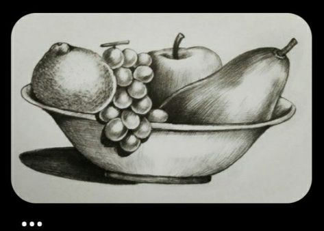 Fine Art Drawing Sketches, Fruit Bowl Sketch, Fruit Basket Drawing Pencil, Still Life Drawing Pencil, Fruit Bowl Drawing, Fruit Basket Drawing, Still Life Pencil Shading, Easy Still Life Drawing, Still Life Sketch