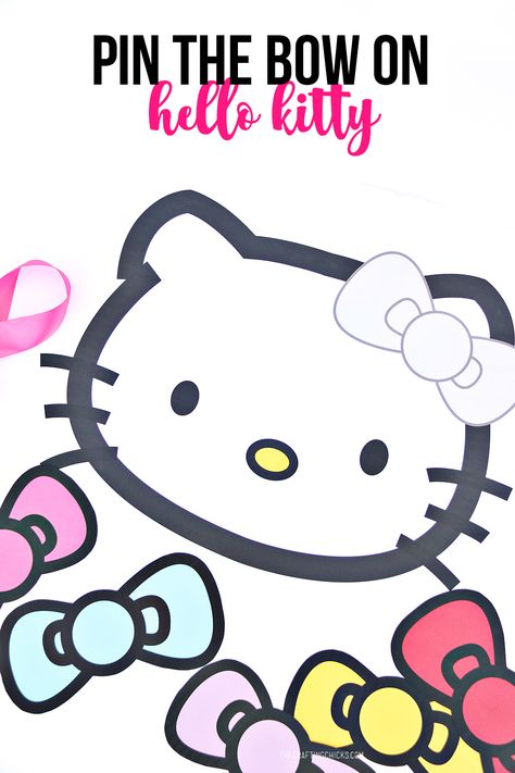 Printable Pin the Bow on Hello Kitty Party Game. Free download printable Hello Kitty Party Game. Hello Kitty Preschool Activities, Hello Kitty Party Printables, Pin The Bow On Hello Kitty, Hello Kitty Diy Paper, Free Hello Kitty Printables, Hello Kitty Free Printables, Hello Kitty Party Games, Diy Hello Kitty Crafts, Bow Stencil