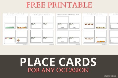 Free Place Card Printable Templates - For Any Occasion ⋆ Love Our Real Life Card Printable Templates, Christmas Boarders, Fall Leaf Template, Pta Ideas, Shape Coloring Pages, Free Thanksgiving Printables, Printable Place Cards, Christmas Place Cards, Thanksgiving 2024