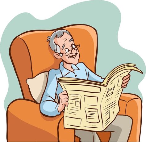 Newspaper Clipart, Man Reading Newspaper, Newspaper Cartoons, Man Reading, Reading Newspaper, English Learning Books, Paper Illustration, Picture Story, Cartoon Man