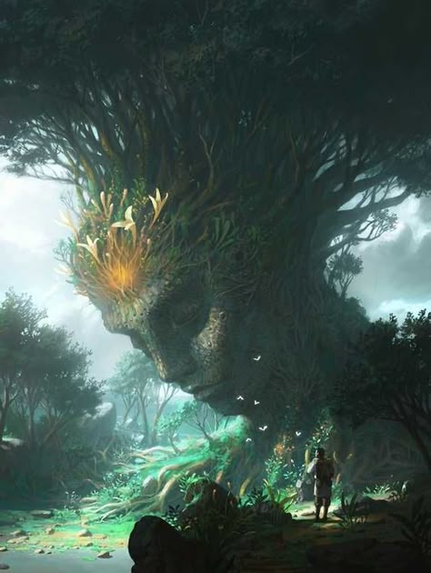 Creature Fantasy, Istoria Artei, Giant Tree, Fantasy Places, Fantasy Setting, Comics Art, Fantasy Concept Art, Arte Fantasy, 판타지 아트