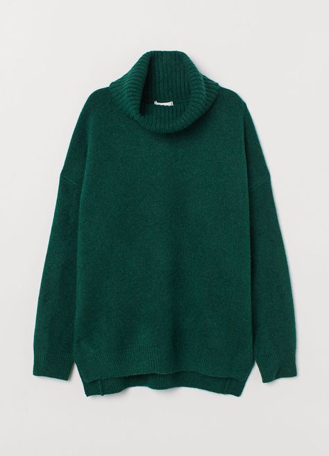 H&M Knit Cowl-Neck Sweater Dark Green Sweater, Loose Knit Sweaters, Steve Harrington, Knit Cowl, Hooded Shirt, Cardigan Sweaters For Women, Warm Outfits, Alternative Outfits, Cowl Neck Sweater