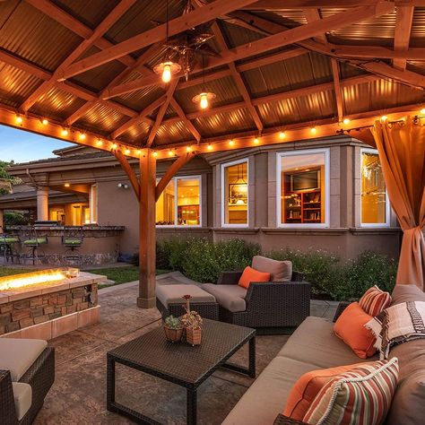 26 Outdoor Patio Lights 2024: Enchanting Trends to Brighten Your Space - placeideal.com Lighting For Backyard, Pavillion Backyard, Porch String Lights, Design Per Patio, Led String Lights Outdoor, Patio Lights, Outdoor String Lights, Patio String Lights, Pergola Lighting