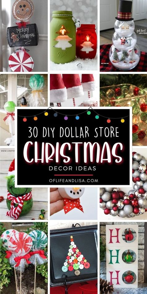 30+ BEST DIY Dollar Store Christmas Decorations You’ll Love – Of Life and Lisa Diy Dollar Store Christmas Decor, Alt Diy, Store Christmas Decor, Store Christmas Decorations, Diy Christmas Decorations Dollar Store, Craft Bazaar, Dollar Store Christmas Decor, Dollar Store Christmas Decorations, Dollar Tree Gifts