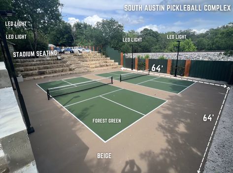 South Austin Pickleball Complex - Sport Court Pickleball Court Colors, Farm Resort, Basketball Court Backyard, Pickleball Courts, Stadium Seats, Pickleball Court, Sport Court, Sport Gym, Social Club