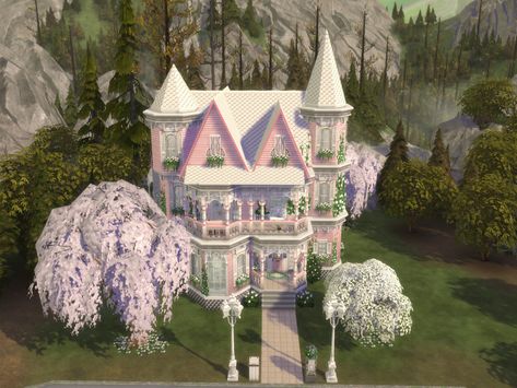 Sim4 House Ideas, Sims 4 Coquette House, Sims 4 Gaming Room Cc, Sims Coquette House, Sims 4 Fairytale House, Sims 4 Barbie House, Sims 4 Pastel House, Sims 4 Fairy House, Sims 4 Pink House