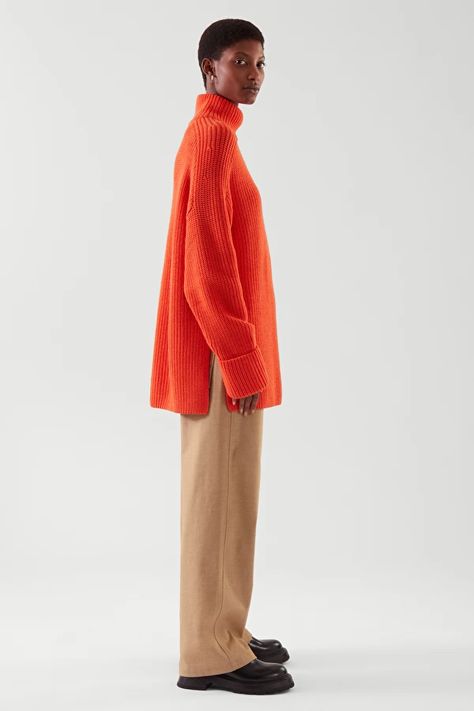 WOOL TURTLENECK JUMPER - ORANGE - Jumpers - COS US Orange Turtleneck Outfit, Turtleneck Outfit Winter, Orange Jumper, Orange Turtleneck, Orange Jumpers, Orange Pullover, Teacher Fits, Turtleneck Outfit, Turtleneck Jumper