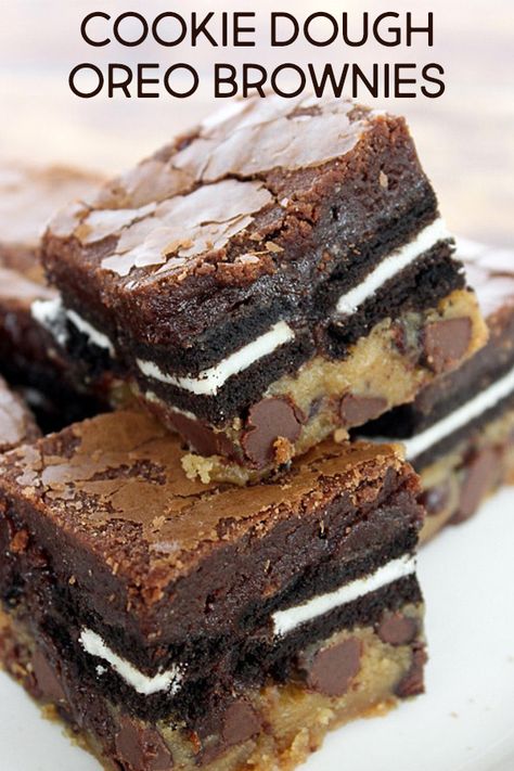 Cookie Dough Oreo, Cookie Dough Oreo Brownies, Oreo Brownies Recipe, Oreo Brownie, Brownie Desserts Recipes, Dessert Oreo, Cookie Dough Brownies, Easy Cupcake Recipes, Oreo Brownies