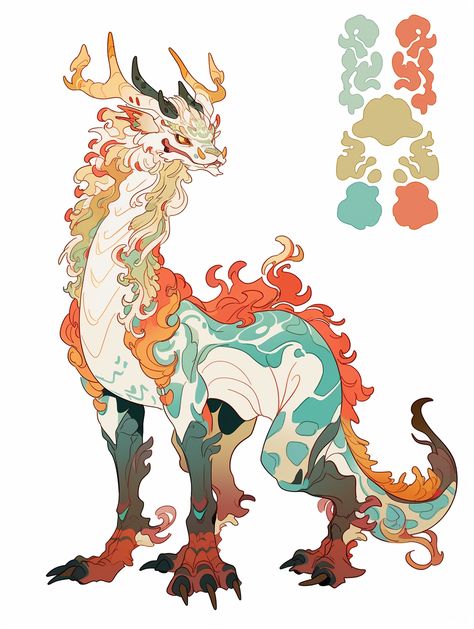 Character Oc Inspiration, Eastern Dragon Character Design, Creature Design Concept Monsters, Character Design Mythical, Dragons Drawing Reference, Dragon Monster Art, Chinese Dragon Concept Art, Dragon Art Ideas, Crystal Dragon Dnd