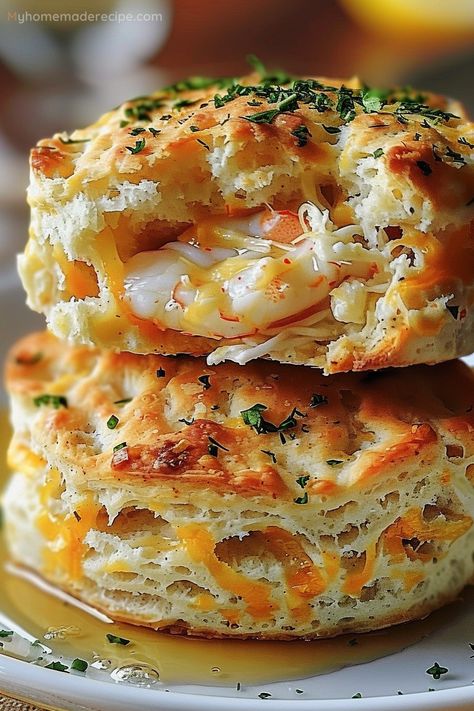 Crab Stuffed Cheddar Bay Biscuits Recipe | Lemon Butter Delight - My Home Made Recipe Crab Filled Cheddar Bay Biscuits, Crab Stuffed Cheddar Biscuits, Crab Cheddar Bay Biscuit, Crab Stuffed Biscuits, Crab Stuffed Cheddar Bay Biscuits With Lemon Butter, Crab Stuff Cheddar Bay Biscuits, Cheddar Bay Biscuit Bread, Cheddar Bay Biscuit Crab Cakes, Seafood Pot Pie With Cheddar Bay Biscuits