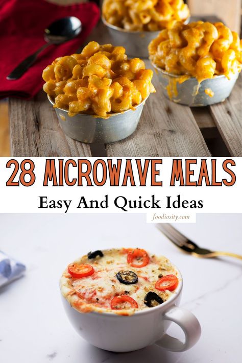 28 Microwave Meals - Easy And Quick Ideas - Foodiosity Easy Foods To Make In The Microwave, Easy Microwave Breakfast Ideas, Quick Microwave Meals, Dorm Recipes Microwave, Microwave Meals Hotel, Microwave Meals For One, Recipes For One Person Easy, Mug Meals Microwave, Microwave Recipes Dinner Easy