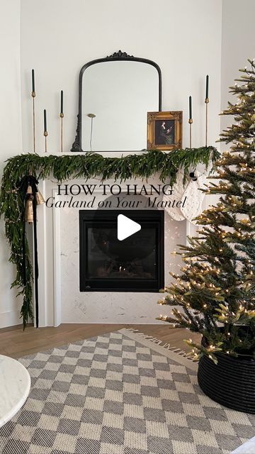 Fireplace Garland Hooks, Christmas Garland Styling, Garland On Chandelier Christmas, Norfolk Pine Garland Mantle, How To Attach Garland To Mantle, Garland On Mantle Christmas, Garland On Tv Stand, Hanging Garland On Mantle, Garland Mantle Christmas