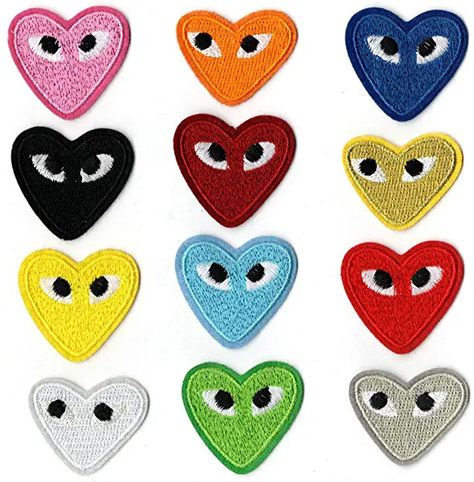 Senior Jackets Patches, Eyes Patches, Diy Jeans Crafts, Iron On Letter Patches, Applique Clothes, Senior Jackets, Cartoon Heart, Iron On Letters, Cute Patches