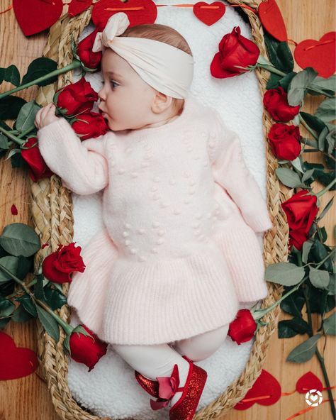 Baby Valentine’s Outfit. Baby Valentine’s photoshoot. Baby February pictures. Baby February photo shoot. Baby heart sweater dress. Valentines Day Baby Milestone Pictures, 4 Month Baby Valentines Photoshoot, February Baby Pictures Ideas, Baby February Photo Ideas, February Baby Photoshoot Ideas, Valentine’s Day Baby Photos, February Baby Pictures, Valentine's Baby Photo Shoot, Valentine’s Day Newborn Photos