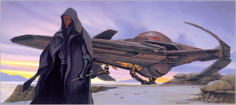 Doug Chiang - SW The Phantom Menace concept art Dark Maul, Space Opera Art, Sith Empire, Phantom Menace, Ralph Mcquarrie, Star Wars Concept Art, The Phantom Menace, Star Wars Ships, Darth Maul