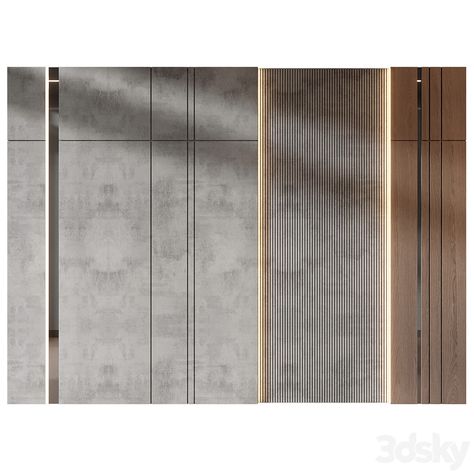 wall panels | set 348 - Other decorative objects - 3D model Wall Cladding Interior, Wall Cladding Designs, Stair Paneling, Modern Wall Paneling, Cladding Design, Tv Unit Interior Design, Home Lighting Design, Wall Panel Design, Minimalist Interior Style