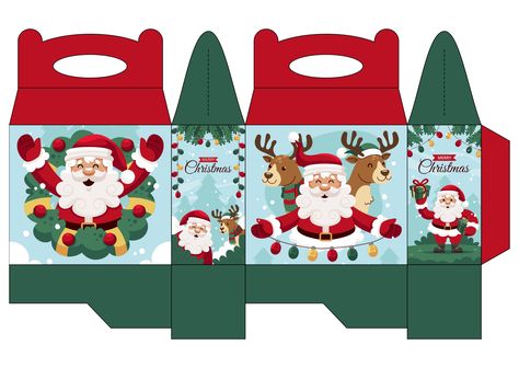 Christmas Gift Basket Ideas Diy, Paper Box Template Free Printable Gift Bags, Santa Box Ideas, Gift Bag Templates Free Printables, Christmas Favor Boxes, Gable Box Template Free Printable, Candy Box Template Free Printable, Diy Christmas Gift Box Ideas, Box Template Printable Free Patterns