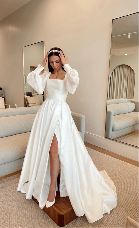 Beauty And The Beast Wedding Dresses, Wedding Dress Alterations, Timeless Wedding Dress, Classy Wedding Dress, Pretty Wedding Dresses, Dream Wedding Ideas Dresses, Classic Wedding Dress, Sleeve Wedding Dress, Classy Wedding