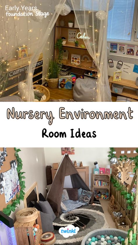 Preschool room layout. Calm corner and nursery baby room chill area. Thanks to Catherine Lane & Your Nursery Limited Nursery Room Set Up Ideas In Childcare, Nursery Room Childcare Ideas, Calming Area In Classroom Ideas, Preschool Environment Ideas, Calm Corner Preschool, Childcare Room Ideas, Calm Area Eyfs, Reception Reading Corner, Reading Area Eyfs Book Corners