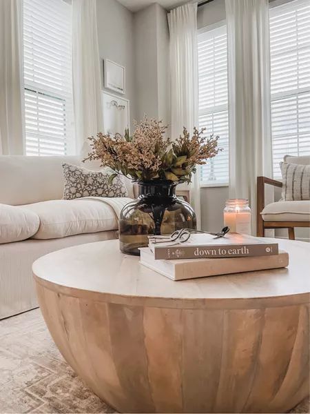 Distressed Mango Wood Coffee Table … curated on LTK Styling Coffee Table, Round Coffee Table Styling, Round Coffee Table Decor, Books Coffee Table, Coffee Table Arrangements, Coffee Table Decor Living Room, Circle Coffee Tables, Mango Wood Coffee Table, Books Coffee