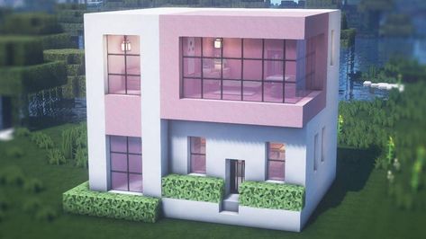 Simple House Design In Minecraft, Mincraft Idea Houses Preppy, Really Easy Minecraft Houses, How To Minecraft Houses, How To Build Modern House Minecraft, Minecraft Mansions Easy, Mincraft Idea Houses Cute Easy, Minecraft Home Ideas Aesthetic, Hello Kitty Minecraft House Tutorial