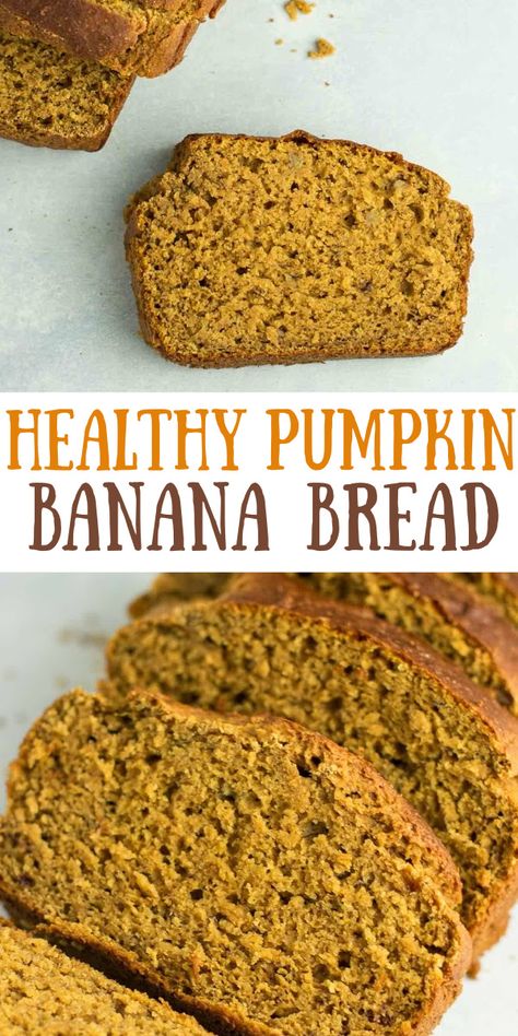 Healthy Desserts With Pumpkin Puree, Banana Fall Recipes, Pumpkin Banana Bread Healthy, Healthy Pumpkin Banana Bread, Fall Pumpkin Recipes, Pumpkin Banana Bread Recipe, Pumpkin Bread Recipe Healthy, Pumpkin Cornbread, Chia Recipes