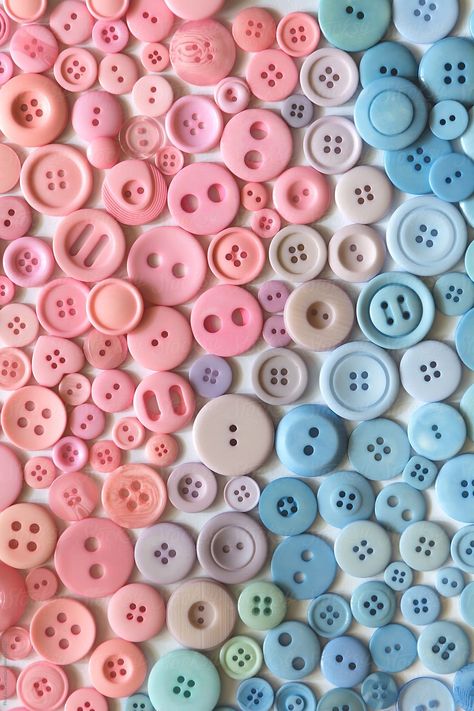 Pink and blue buttons background by Pixel Stories - Stocksy United Wallpaper Iphone Pink, Sewing Aesthetic, Pastel Background Wallpapers, Iphone Pink, Fabric Photography, Blue Wallpaper Iphone, Foto Art, Pastel Background, Sewing Art