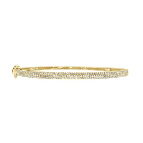 Shy Creations Pave Set Half Carat Diamond Yellow Gold Bangle // A & J Jewelers  #diamondbracelets #diamondbanglebracelets #diamondbangle Pave Bangle, Yellow Gold Bangle, Gemstone Bangle, Diamond Bangles Bracelet, Gold Bangle, Diamond Bangle, Custom Engagement Ring, Diamond Bracelets, A J