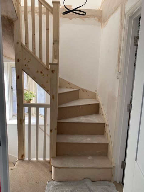 Loft Extension Staircase, Uk Loft Conversions, Loft Conversion No Dormer, Bungalow Loft Conversion Stairs, Simple Loft Conversion, Loft Conversion Living Room, Loft Conversion Staircase, Stairs To Loft Ideas, Tiny Loft Conversion