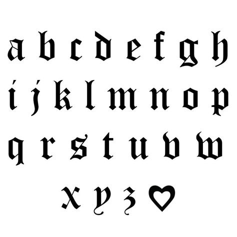 Tattoo Writing Fonts, Tattoo Alphabet, Calligraphy Tattoo Fonts, Old School Fonts, Tattoo Font Styles, Best Canva Fonts, Old English Alphabet, Tattoo Fonts Alphabet, Gothic Lettering