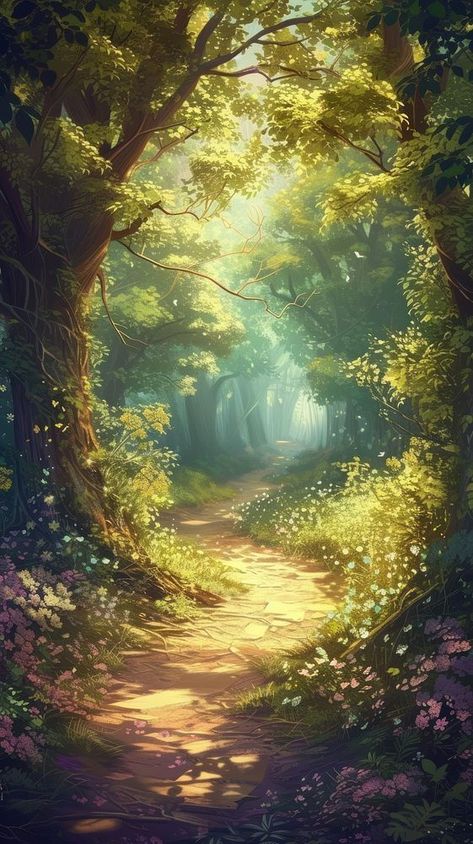 Aesthetic Essence-Wallpapers & Backdrops Forest Painting, Forest Art, Fantasy Art Landscapes, Art And Illustration, 판타지 아트, Vintage Art Prints, Environment Concept Art, Anime Scenery Wallpaper, Nature Landscape