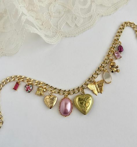 the josilyn charm necklace 🧸💝🏹 #vintagejewelry #charmnecklace #cottagecore #coquettefashion #pinterestinspired #springfashion Cottagecore Jewellery, Cottagecore Jewelry Aesthetic, Cottage Core Necklace, Cottagecore Choker, Fairycore Butterfly Charm Necklace Gift, Cottagecore Jewelry, Classy Jewelry, Jewelry Lookbook, Jewelry Business