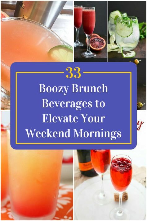 Collage of 4 brunch cocktails. Breakfast Alcoholic Drinks, Brunch Drinks Alcoholic, Sunday Brunch Cocktails, Brunch Beverages, Breakfast Cocktails, Morning Brunch, Girls Brunch, Boozy Brunch, Brunch Drinks