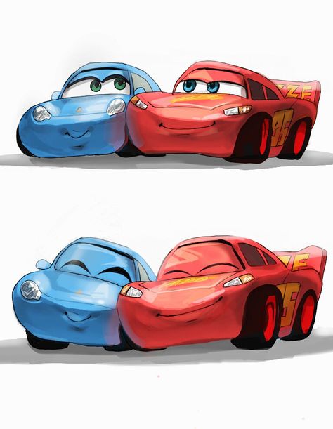 Lighting Mcqueen And Sally Couple, Sally And Lightning Mcqueen, Lighting Mcqueen Painting, Mcqueen Drawing, Lightning Mcqueen And Sally Drawing, Lightning Mcqueen And Sally Painting, Disney Cars Drawing, Cars Y Sally, Cars Drawing Disney